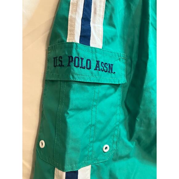 US Polo Assn Swim Trunks  Green And Blue Kids Size 14/16 - Picture 2 of 8